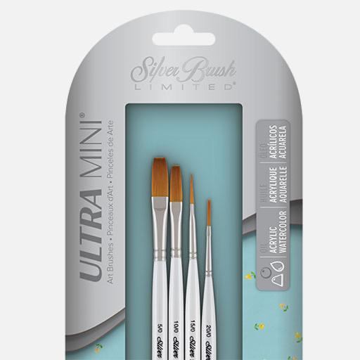 SILVER Ultra Mini Lettering Brush Set x 4