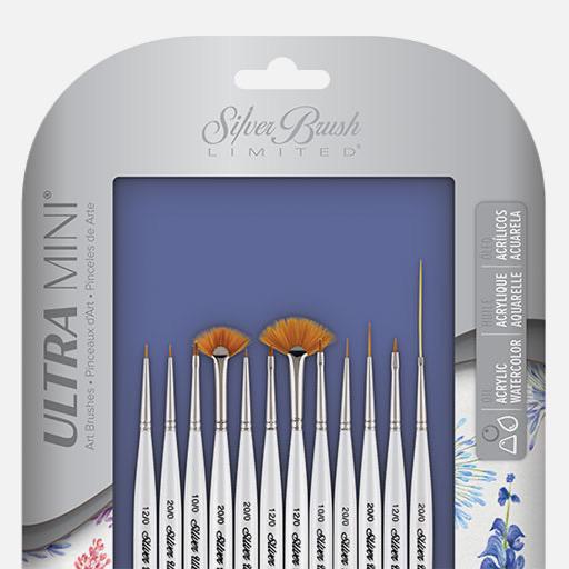 SILVER Ultra Mini Miniature Detail Explorer Variety Brush Set x 12