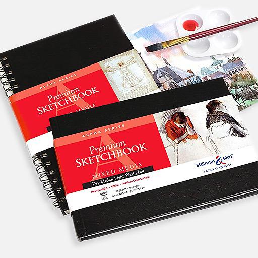 STILLMAN & BIRN Alpha White Paper Hardbound Landscape Sketchbook 150gsm 9” x 6” x 62