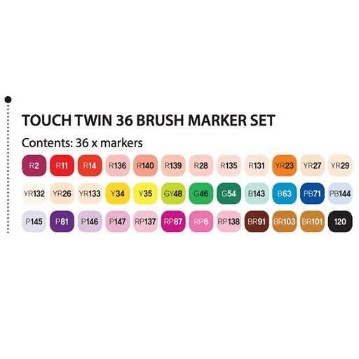 TOUCH Brush Twin Marker Set x 36