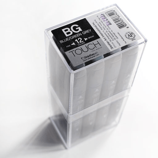 TOUCH Twin Marker Blue/Green Grey Set x 12