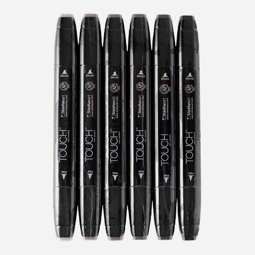 TOUCH Twin Marker Warm Grey Set x 6