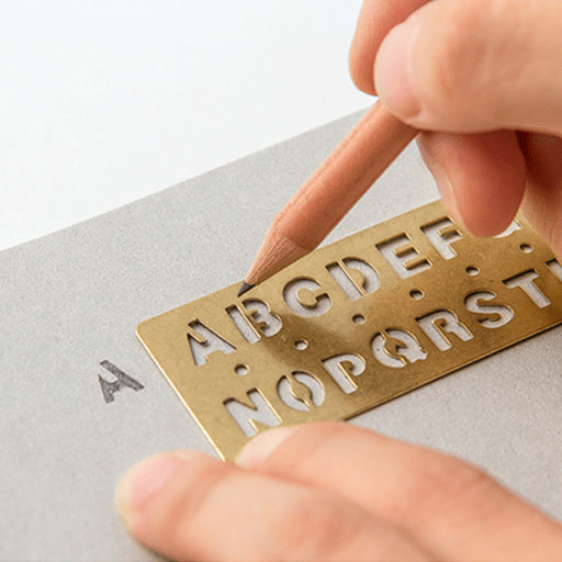 TRAVELER'S Brass Template Bookmark Alphabet