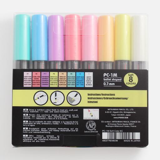UNI Posca Extra Fine Marker Soft Color Set x 8