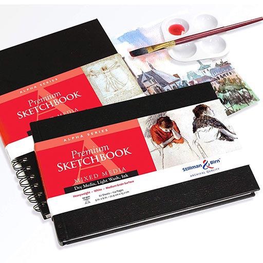 STILLMAN & BIRN Alpha White Paper Hardbound Portrait Sketchbook 150gsm 5½” x 8½” x 62