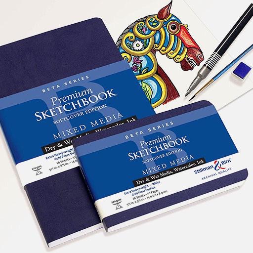 STILLMAN & BIRN Beta White Paper Softcover Landscape Sketchbook 270gsm 5½ x 3½ x 28