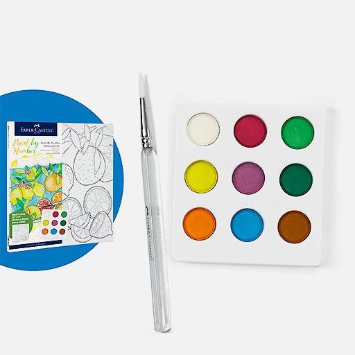 FABER-CASTELL Watercolor Paint By Number 12” x 12” Gallery Canvas Produce