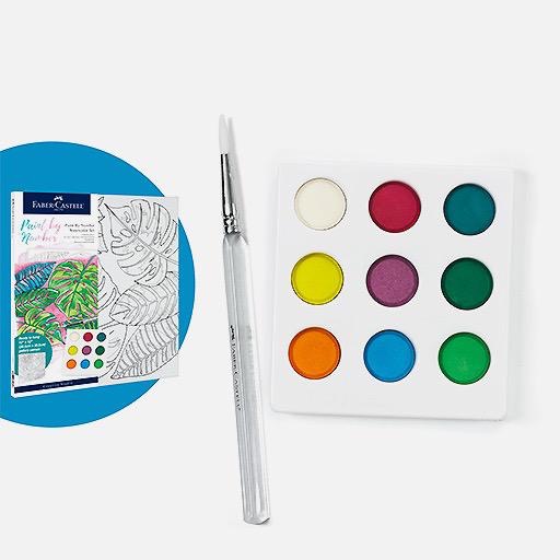 FABER-CASTELL Watercolor Paint By Number 12” x 12” Gallery Canvas Tropica