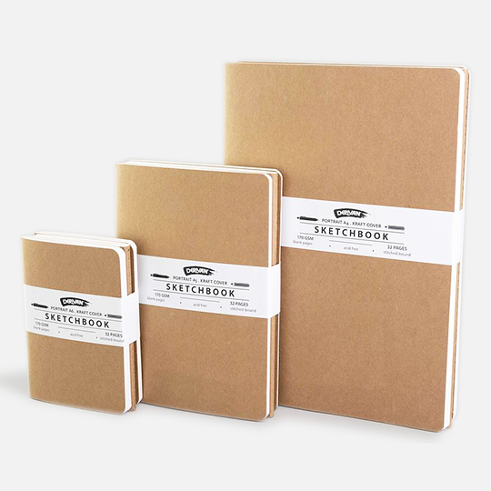 DERIVAN Kraft Cover Sketchbook 170gsm A4 x 16 x 3