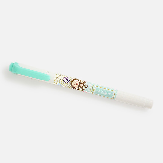 ZEBRA Lucky Charm Monkey (Peace) Mildliner Brush Marker Blue Green