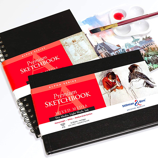 STILLMAN & BIRN Alpha White Paper Portrait Spiral Sketchbook 150gsm 7” x 10” x 50