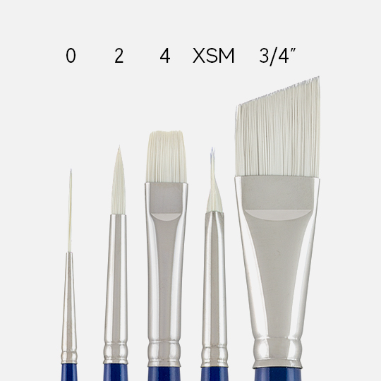 SILVER Bristlon 5pc Set with Case Acrylic Set Brush 5 Pc