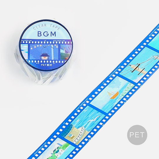 BGM Clear Washi Tape 30mm Blue Flim