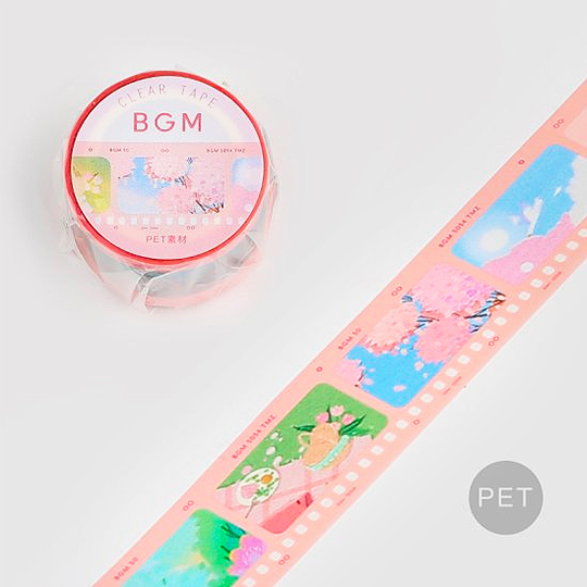 BGM Clear Washi Tape 30mm Pink Flim