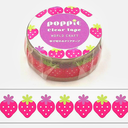 WORLD CRAFT Poopie Clear Washi Tape 15mm Strawberry