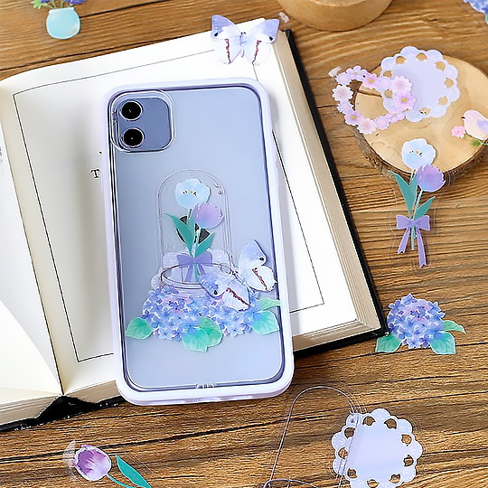 BGM Clear Sticker Flower Bloom Light Blue