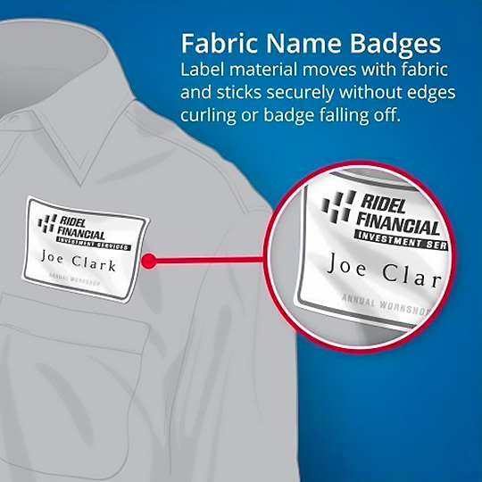 AVERY Fabric Name Badge Label 55.5mm x 86.5mm x 120