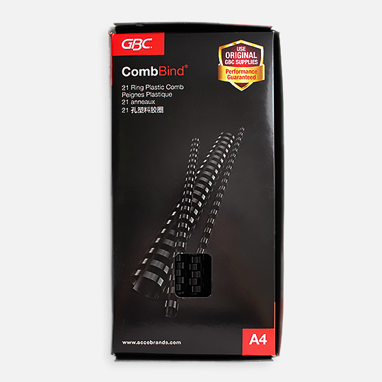 GBC CombBind 105-Sheet Black Plastic Comb 12mm x 100