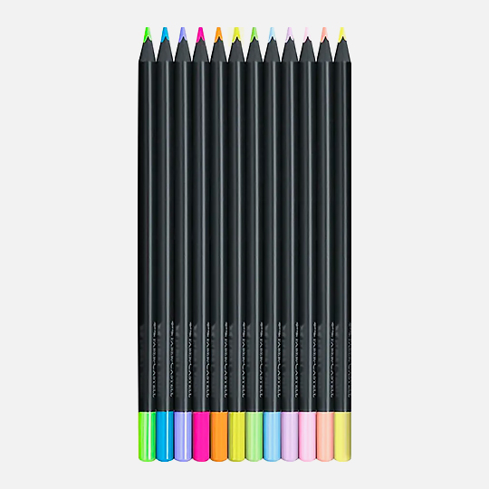 FABER-CASTELL Black Edition Color Pencil Neon & Pastel Set x 12