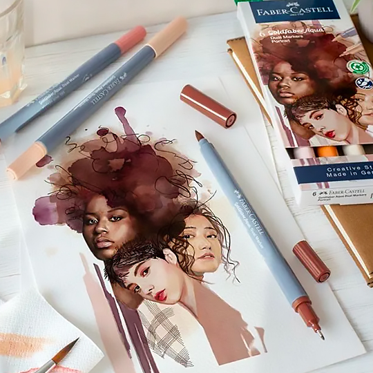 FABER-CASTELL Goldfaber Aqua Dual Marker Portrait Set x 6
