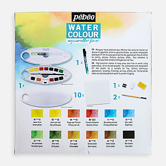PEBEO Studio Watercolor 1/2 Pan Oval Box Set x 12
