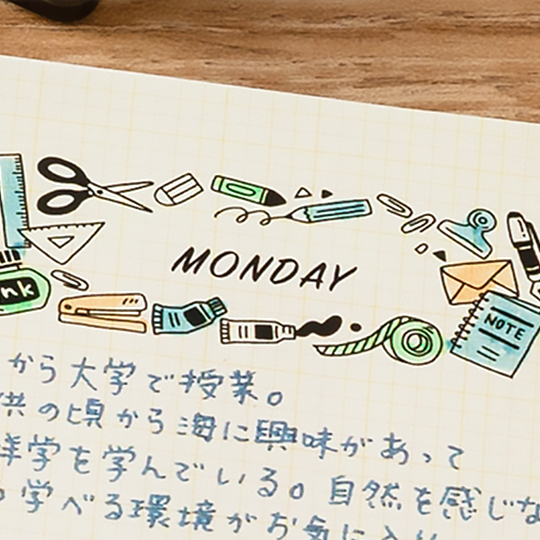 MIDORI Paintable Stamp Pre-inked Half Size Stationery