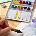 PEBEO Watercolor Paint 1/2 Pan Travel Metal Case Set x 12