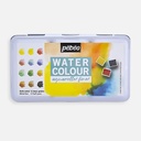 PEBEO Watercolor Paint 1/2 Pan Travel Metal Case Set x 12