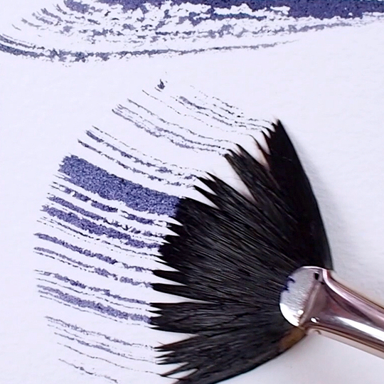 SILVER Golden Natural Blend Fan Brush 4