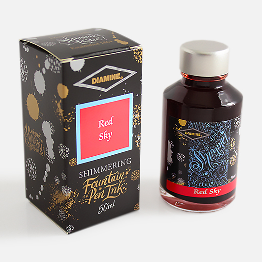DIAMINE Shimmering Fountain Pen Ink 50ml Red Sky
