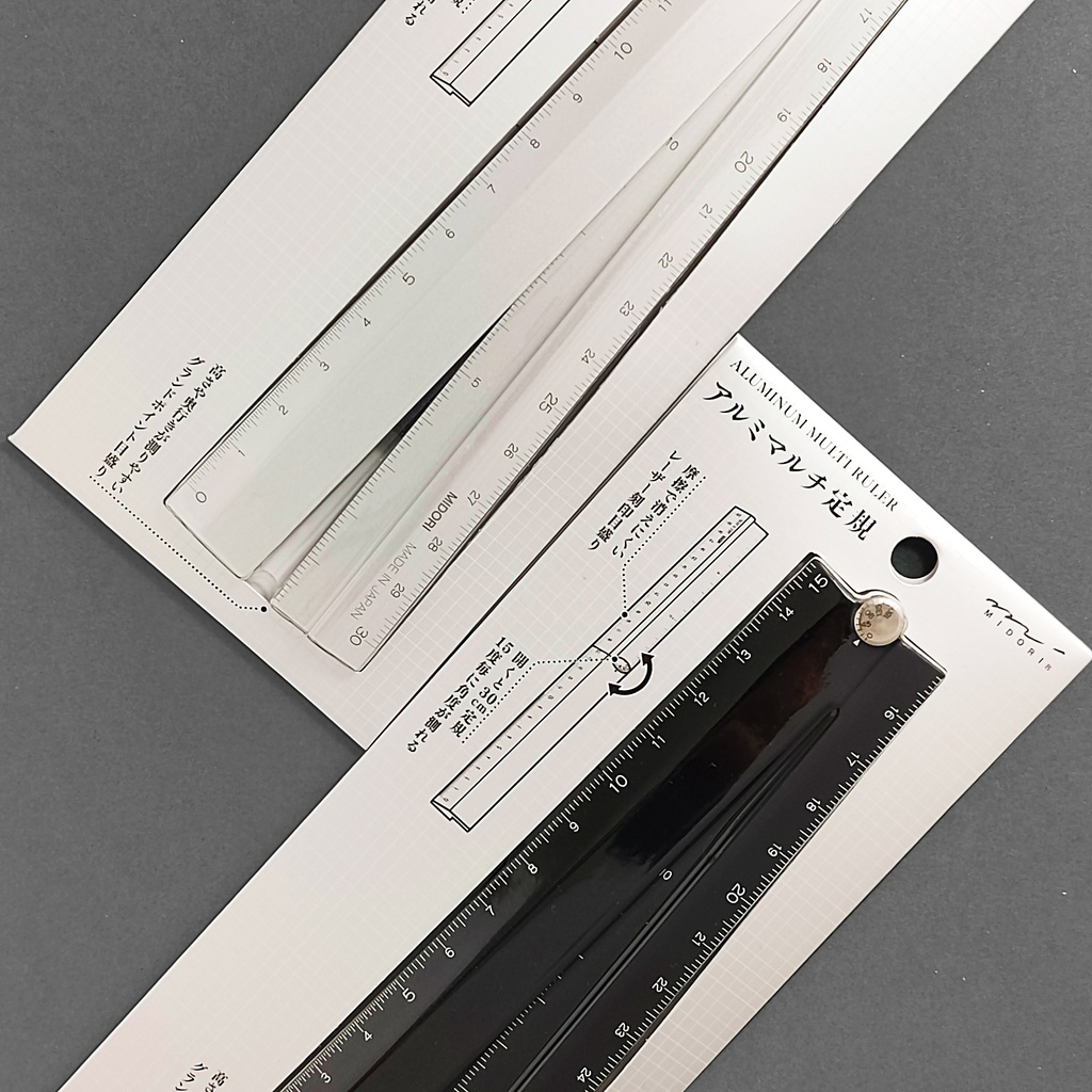 MIDORI Aluminum Multi Ruler 30cm Silver