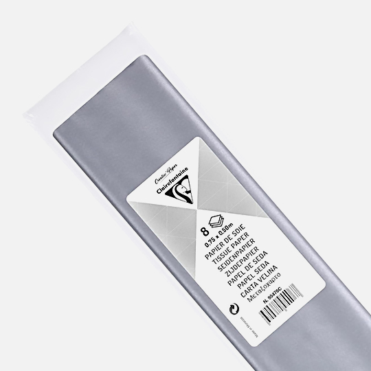 CLAIREFONTAINE Tissue Paper 18gsm 50cm x 75cm x 8 Silver