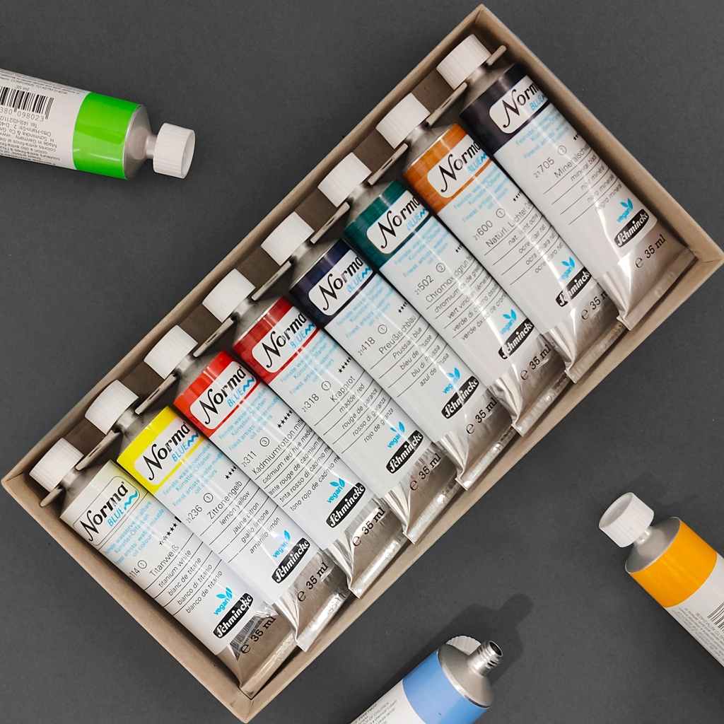 SCHMINCKE Norma Blue Water-Mixable Oil Color 35ml Set x 8