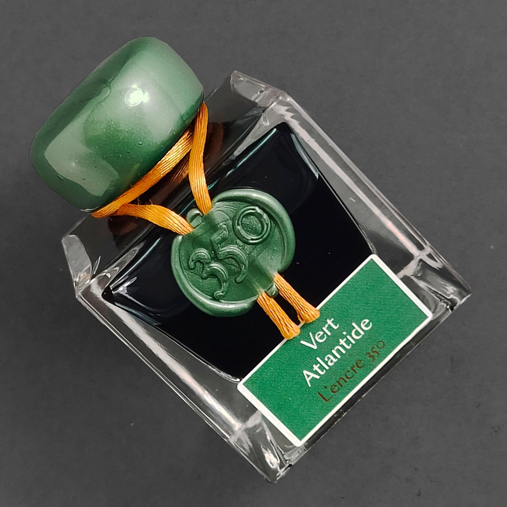 JACQUES HERBIN 350th Anniversary Shimmering Gold/Silver Glitter Ink 50ml Atlantis Green