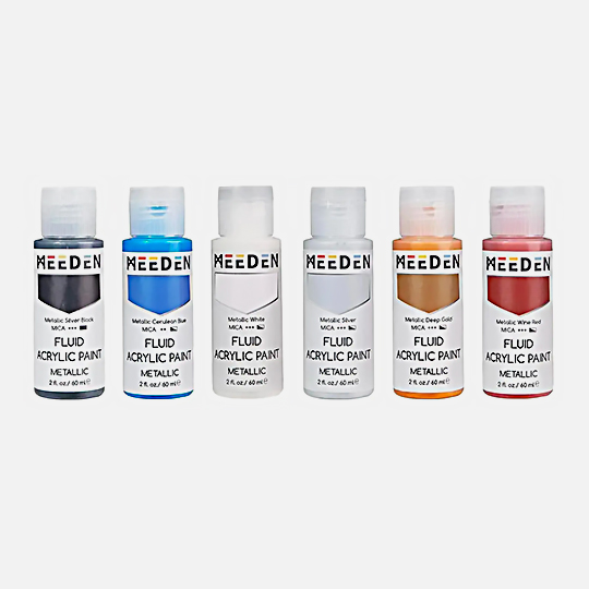 MEEDEN Fluid Acrylic Paint 60ml Metallic Set x 6