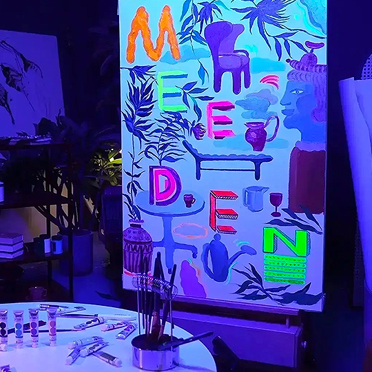 MEEDEN Fluid Acrylic Paint 60ml Fluorescent Set x 6