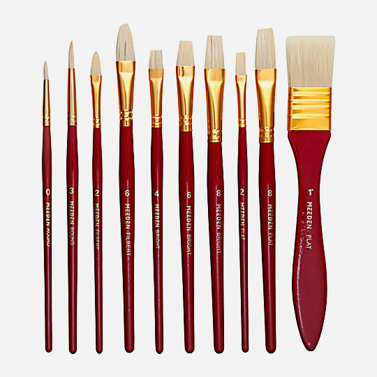 MEEDEN Premium Artists Oil Paint Brush Set x 10