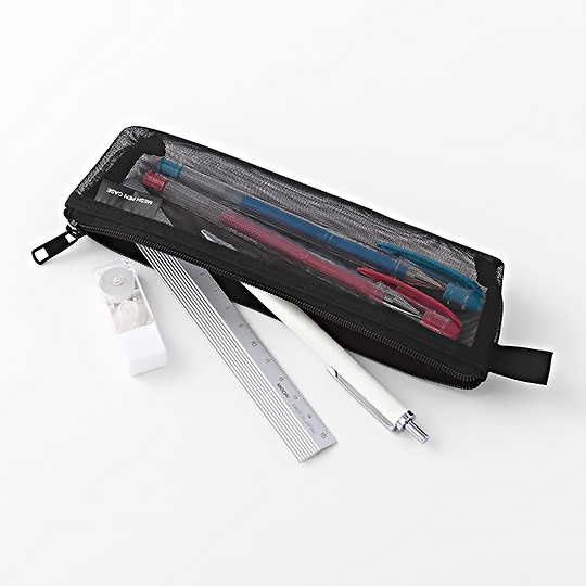 MIDORI Mesh Pen Case Pale Black