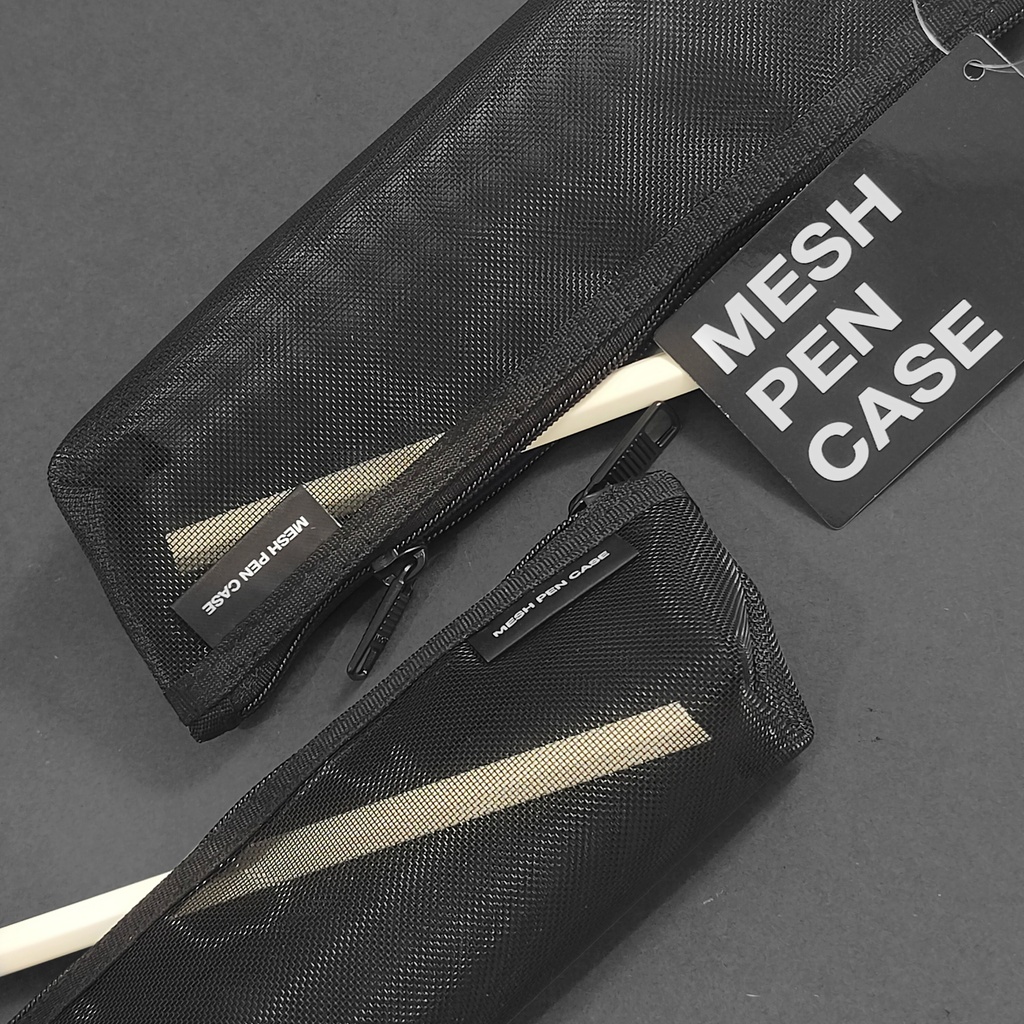 MIDORI Mesh Pen Case Pale Black