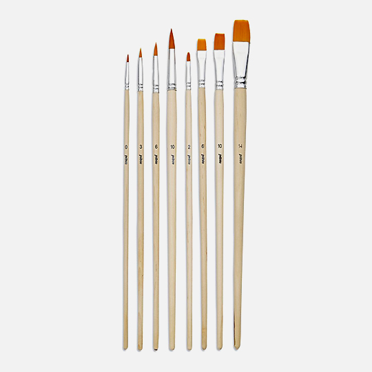 PEBEO Pop Art Yellow Polyamide Flat & Round Brush Set x 8 (New Packaging))