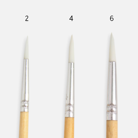 KOH-I-NOOR White Taklon Round Brush 2-6 Set x 3
