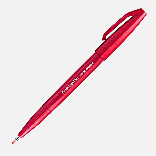 PENTEL Fude Touch Brush Pen Red