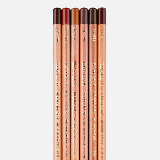 KOH-I-NOOR Gioconda Soft Pastel Pencil Drawing Art Brown Set x 6
