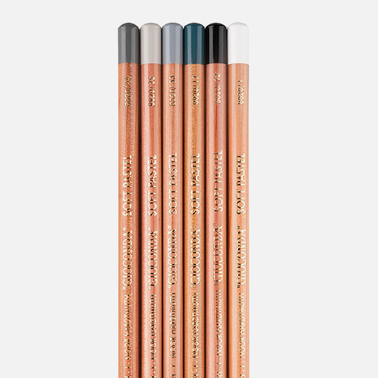 KOH-I-NOOR Gioconda Soft Pastel Pencil Drawing Art Grey Set x 6
