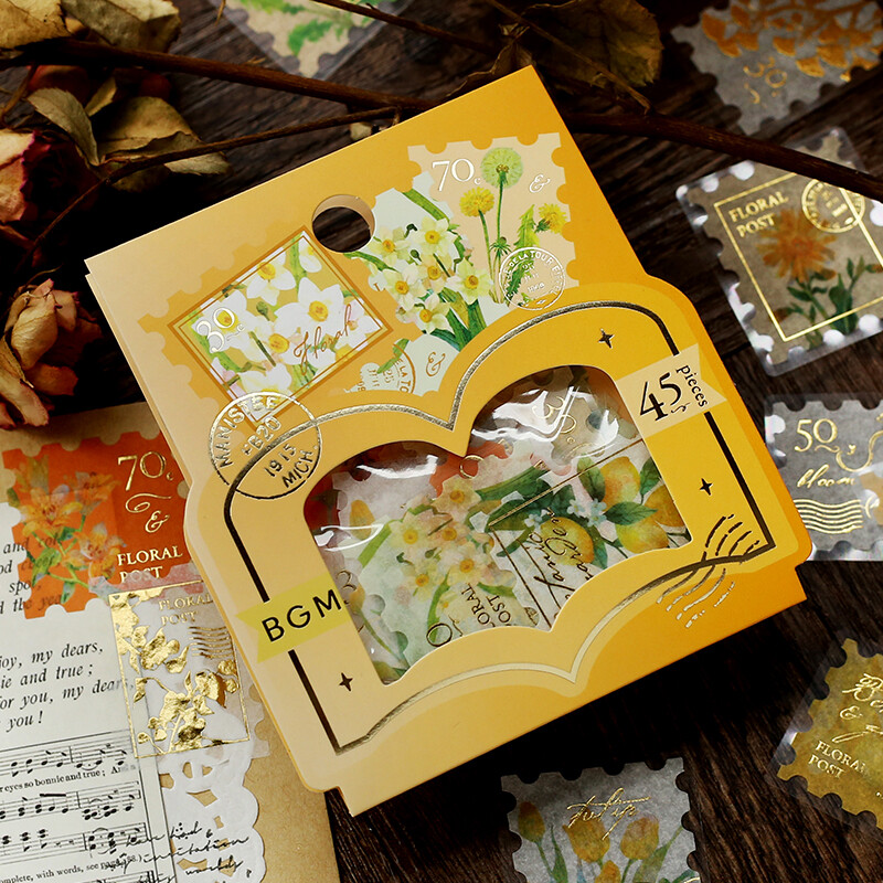 BGM Deco Sticker Floral Post Yellow