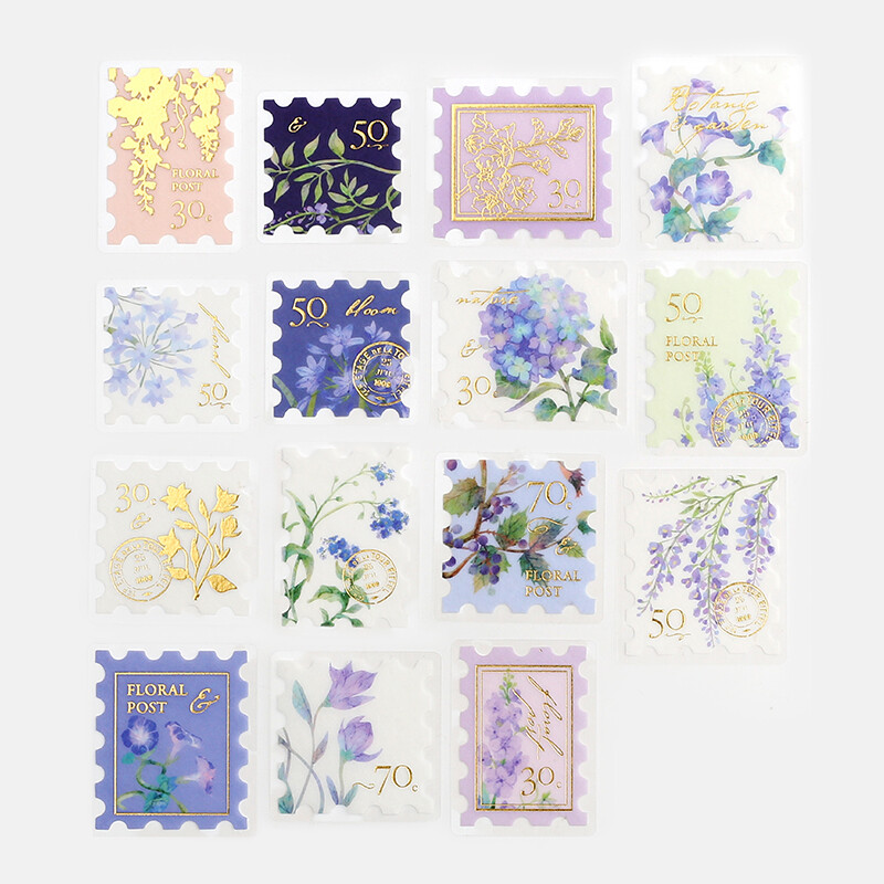 BGM Deco Sticker Floral Post Blue