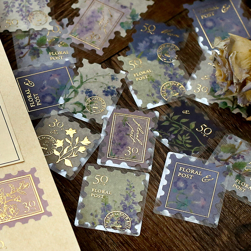 BGM Deco Sticker Floral Post Blue