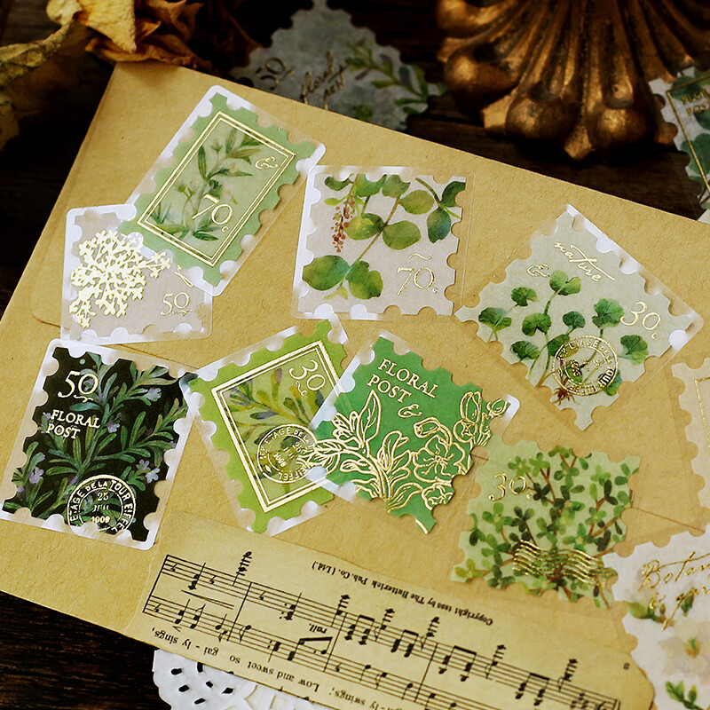 BGM Deco Sticker Floral Post Green