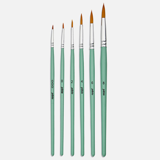 PEBEO Yellow Polyamide Round Brush Set x 6 (New Packaging)