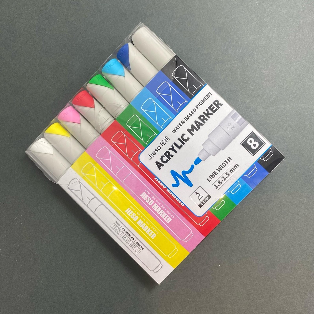 OVJ Jieso Acrylic Paint Marker 2.0mm Set x 8